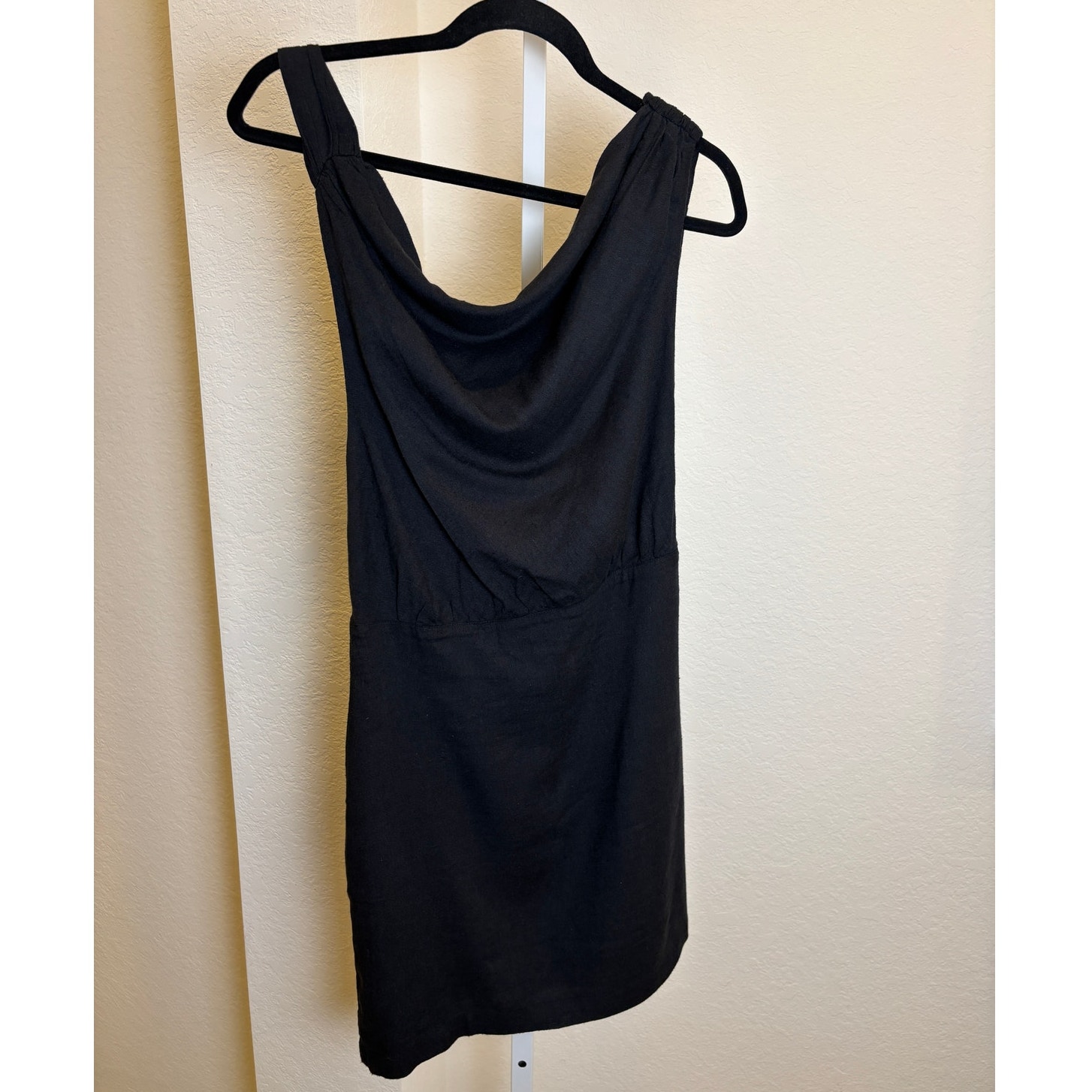 Free People Women Black Mini Dress Toga Sleeveless Draped Low Back Small Nwt